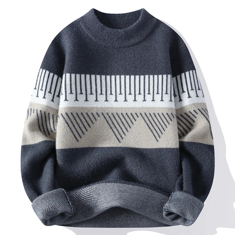 Patchwork Fashionable Knitted Sweater Grey sweater