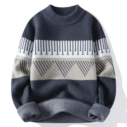 Patchwork Fashionable Knitted Sweater Grey sweater
