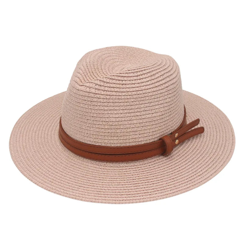 Breathable Straw Panama Sun Hat Meat pink Hats
