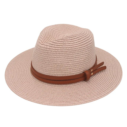 Breathable Straw Panama Sun Hat Meat pink Hats