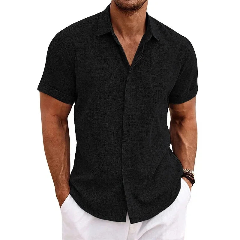 Men’s Luca Summer Linen Shirt Black Shirts