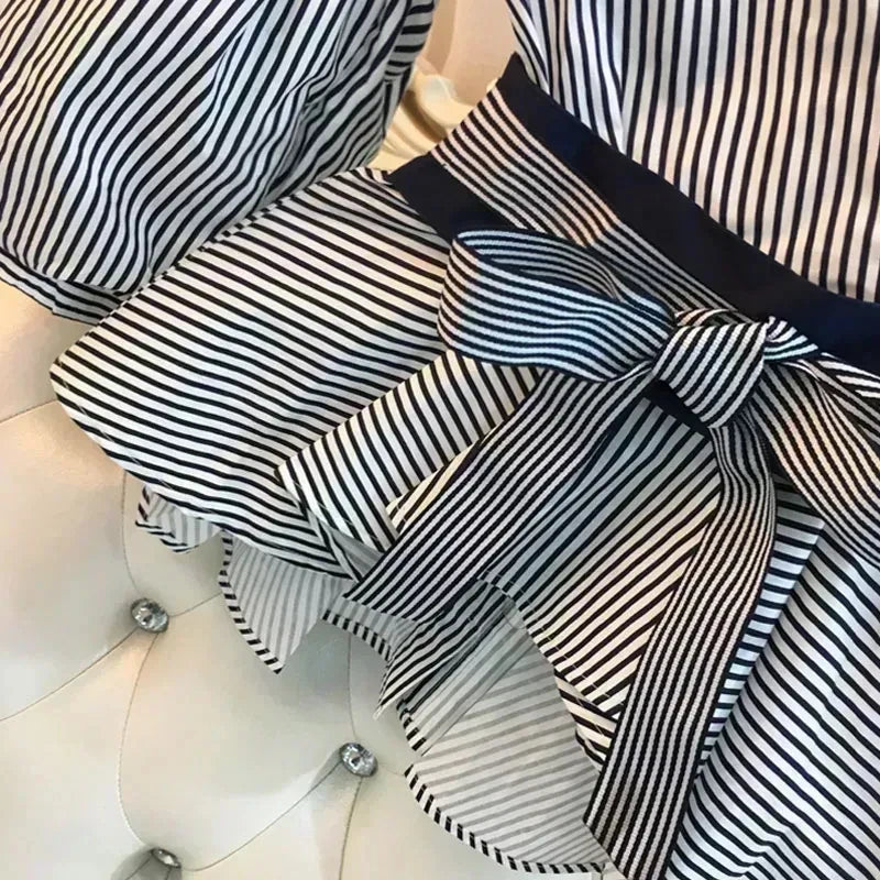 Bow-Tie Denim Two-Piece Set Outfit Sets