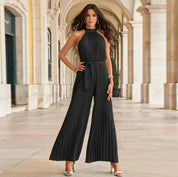 Lucy | Pleated Jumpsuit With Belt BLACK