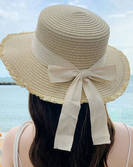 Korean Wide Brim Straw Hat for Women Summer Sun Protection D One Size Hats