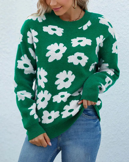 Women’s Floral Lantern Sleeve Knit Sweater Women Sweater