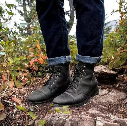Men's Leather Lace-up Ankle Boots Black Ankle Boots