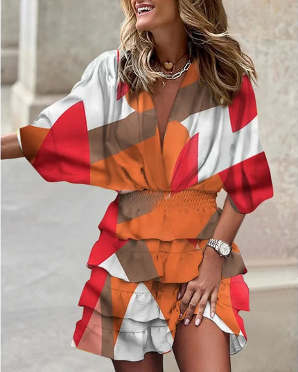 Dahlia™ | Mid Sleeved Summer Dress Patterned Dresses