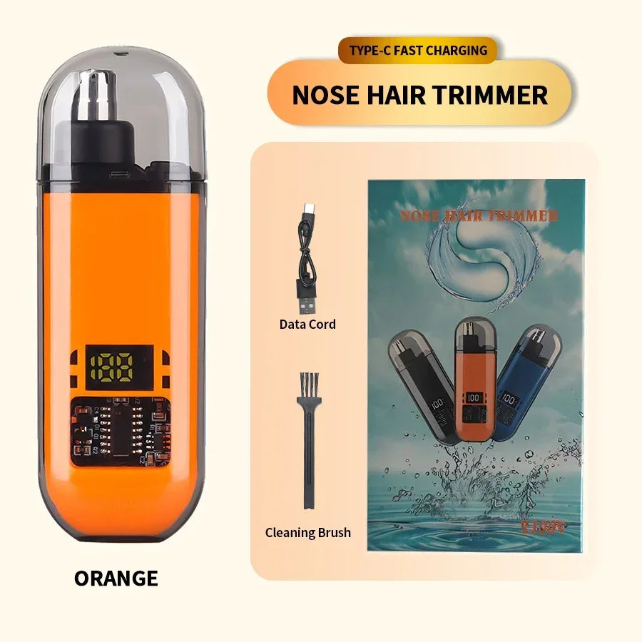 2-in-1 Professional Electric Ear & Nose Hair Trimmer for Men - Painless Portable Eyebrow Clipper orange