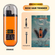 2-in-1 Professional Electric Ear & Nose Hair Trimmer for Men - Painless Portable Eyebrow Clipper orange