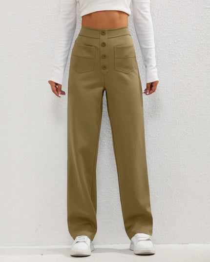 Brooklyn™ | Luxe High Waist Elastic Pants Brown PANT