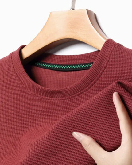 Men’s Summer Waffle Knit Round Neck T-Shirt – Lightweight Casual Tee Men T-Shirts