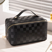 Boho Luxury Checkered Makeup Bag Black Cosmetic Bag