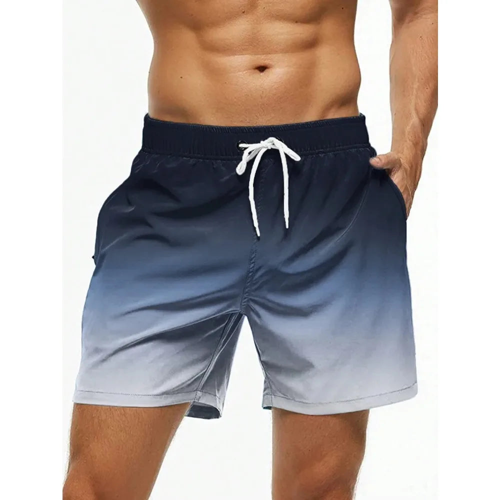 Men's Gradient Color Block Swim Trunks Shorts