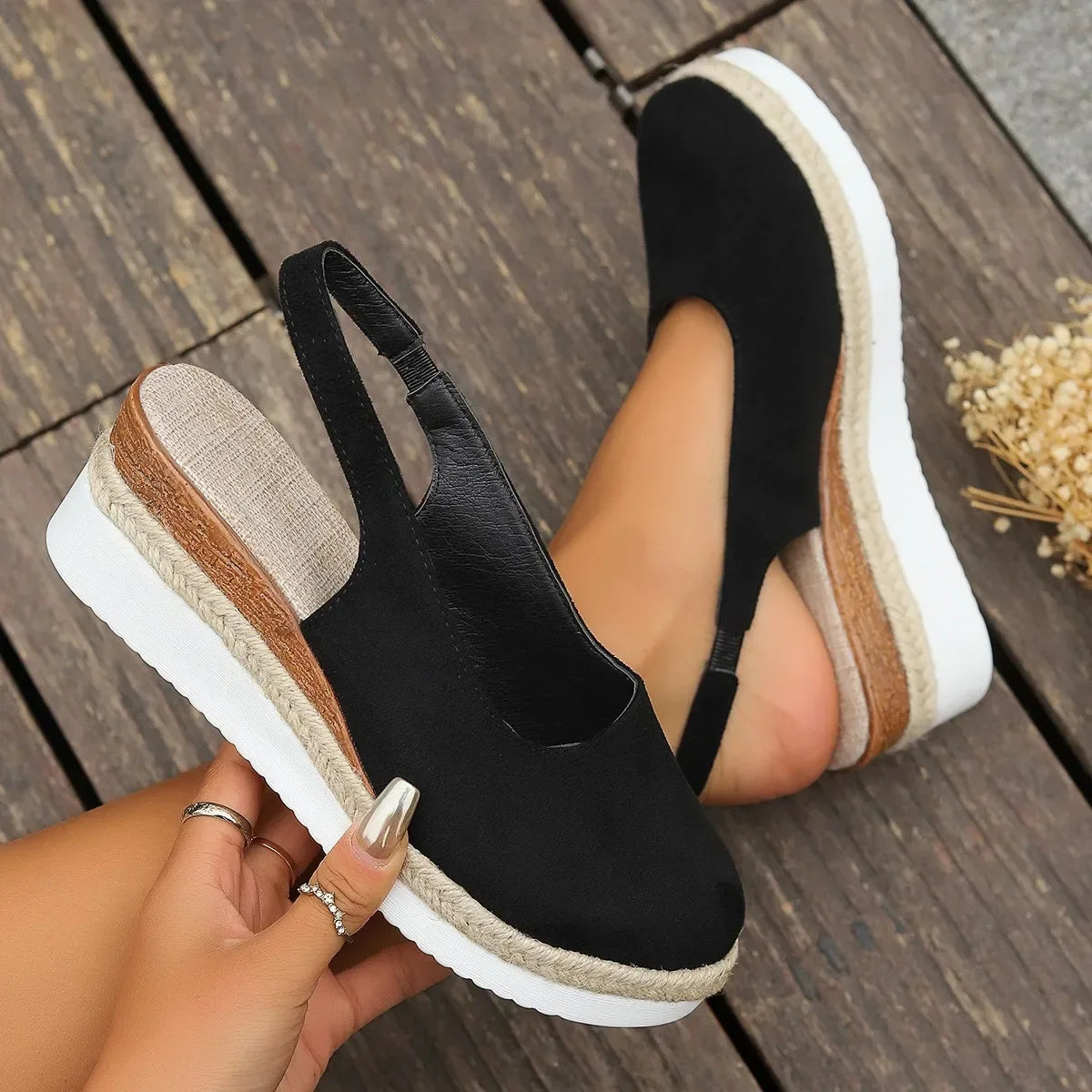 Ivy™ | Chic Orthopedic Wedge Sandals black Shoes & Sandals