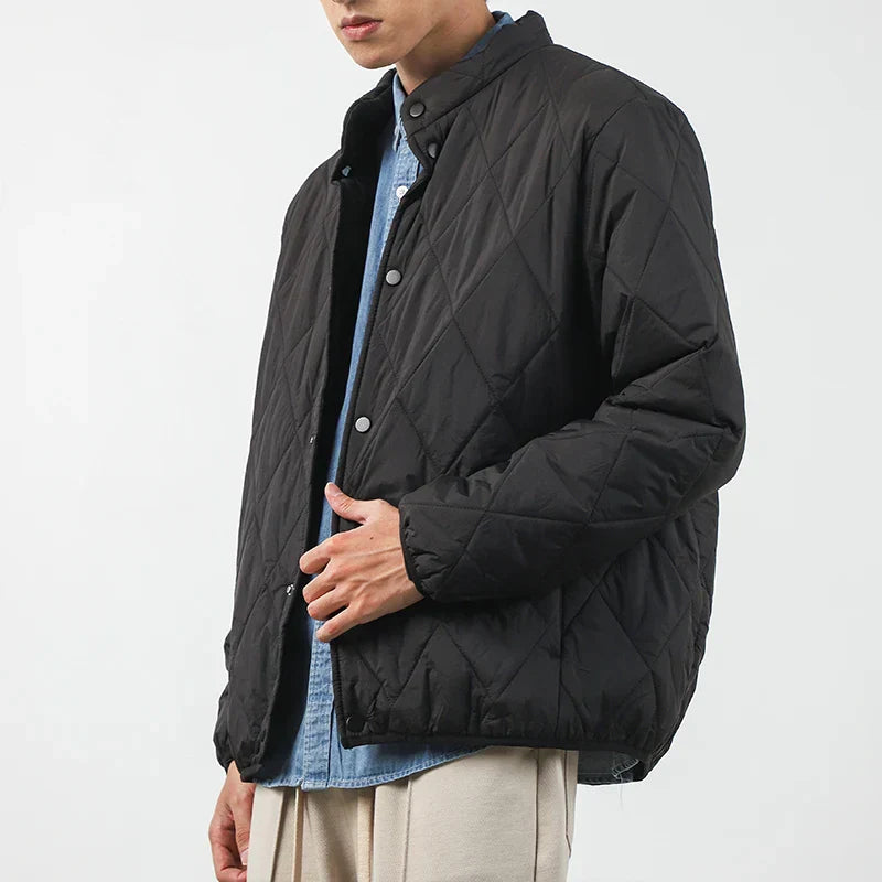 Nordic Quilted Jacket – Warm Snap Button Coat Men's Winter Jacket