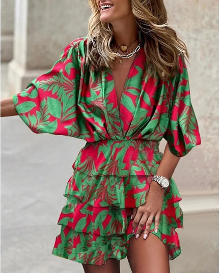 Dahlia™ | Mid Sleeved Summer Dress Green Dresses