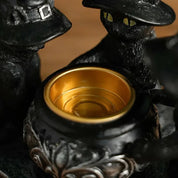 Witches Cat Cauldron Tea Light Holder Halloween Decorations