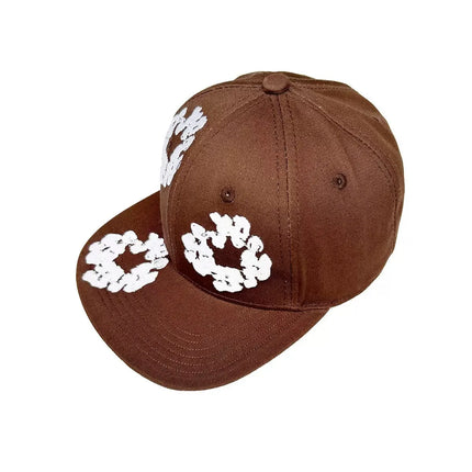 Unisex Denim Tears Kapok Embroidered Baseball Cap – Flat Brim Adjustable Sun Hat Wine One Size Fits All Hats