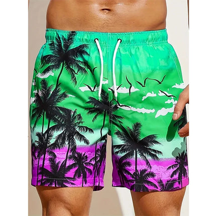 Men's 3D Coconut Tree Print Beach Shorts DK2024WF1541 Shorts
