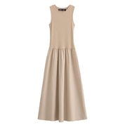 Sleeveless Elegant Maxi Dress Khaki Dresses