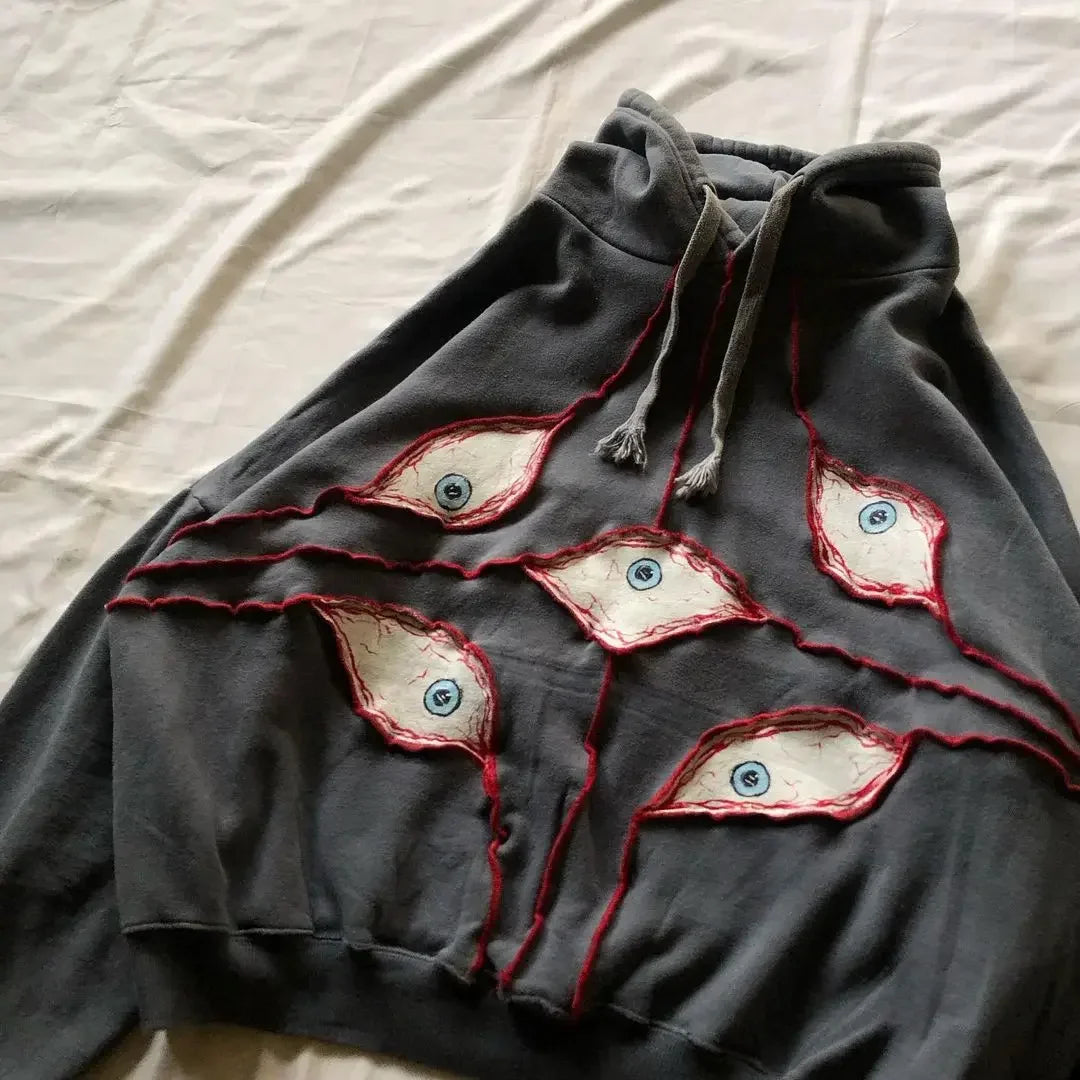 Harajuku Eye Patchwork Hoodie Men's Hoodie