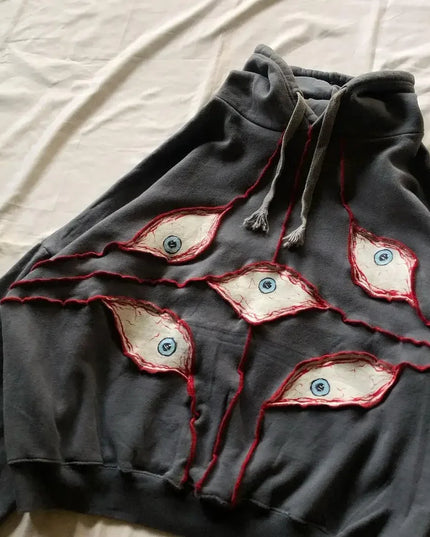 Harajuku Eye Patchwork Hoodie Men's Hoodie