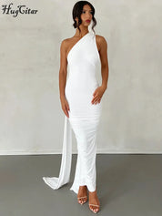 Hugcitar One‑Shoulder Ruched Maxi Dress Dresses