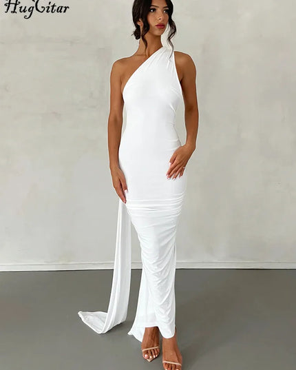 Hugcitar One‑Shoulder Ruched Maxi Dress Dresses