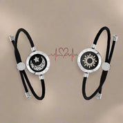 Sun and Moon totwoo Love Bracelets,Long Distance Relationship touch Light up & Vibrate Bracelets for Couples, Gifts Sliver and Sliver Jewellery