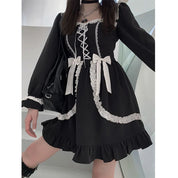 Kawaii Lolita Dress Black Plaid Dresses
