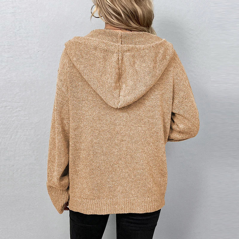 Women’s Knit Hooded Cardigan Cardigan