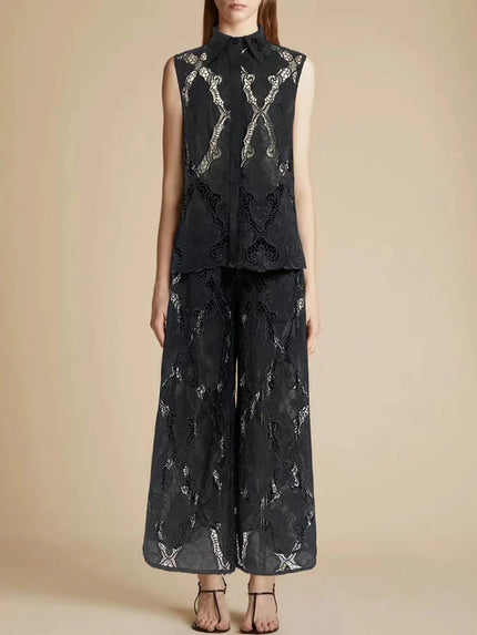 Talia™ | Lapel Embroidered Tummy-Tucking Suit Black Dresses