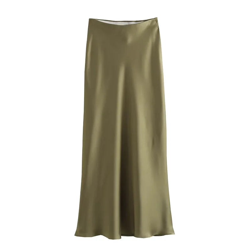 Juliet | Silk Skirt Army green