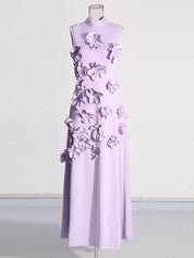 Mariana™ | Posture-Improving Flower Embossed Dress Purple Dress