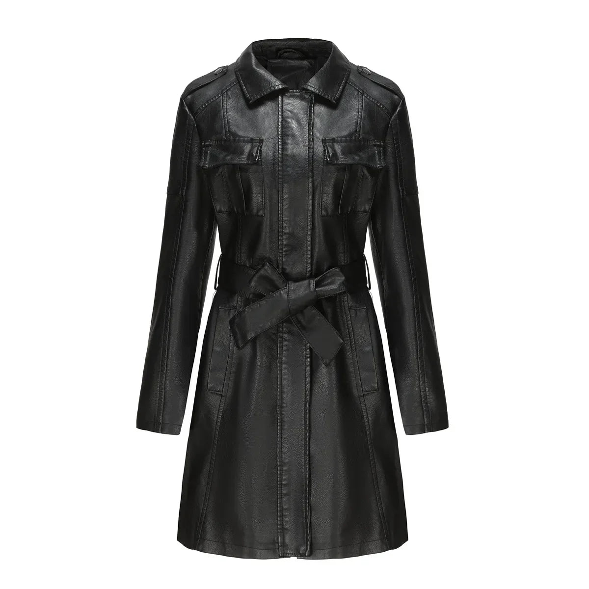 Mid length Leather Trench Coat Coats