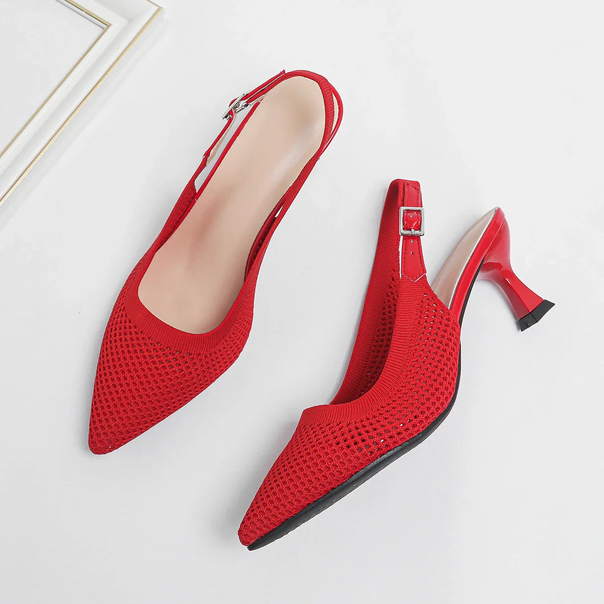Maya | Elegant and Comfortable Mid-Heel Shoes Red Shoes & Sandals