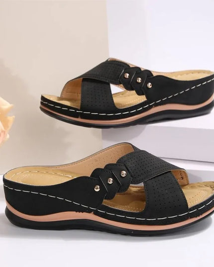 Celeste™ - Genuine Leather Tassel Moccasins Black Sandals