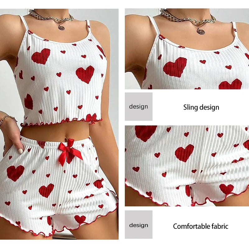 Women’s Love-Print Pajama Set Women's Tops
