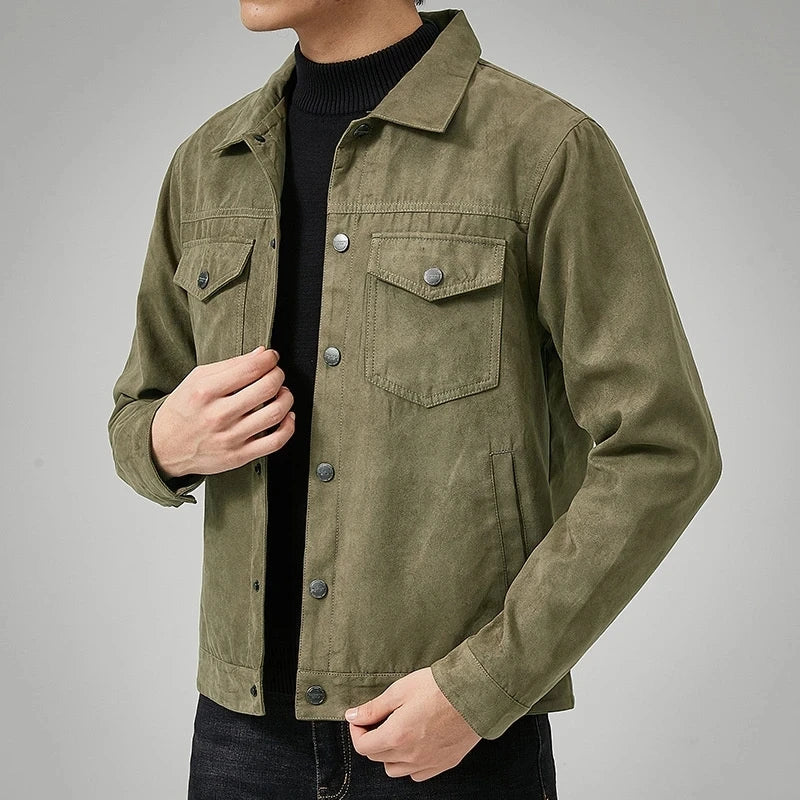 Premium Casual Suede Jacket Green Jackets