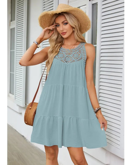 Cassandra™ | Casual Sleeveless Pleated Mini Dress Sky Dresses