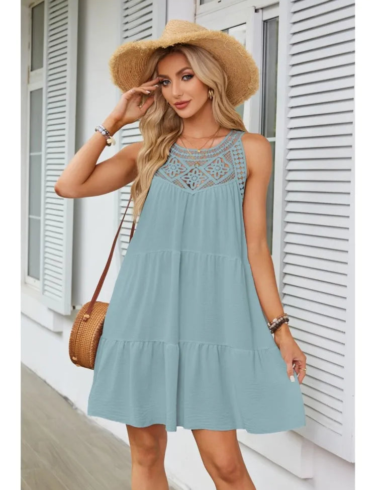 Cassandra™ | Casual Sleeveless Pleated Mini Dress Sky Dresses