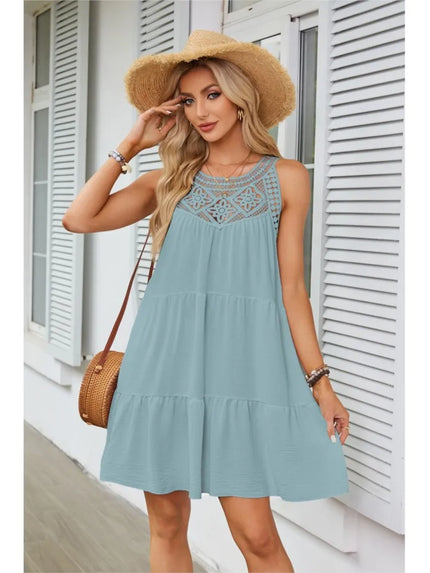 Cassandra™ | Casual Sleeveless Pleated Mini Dress Sky Dresses