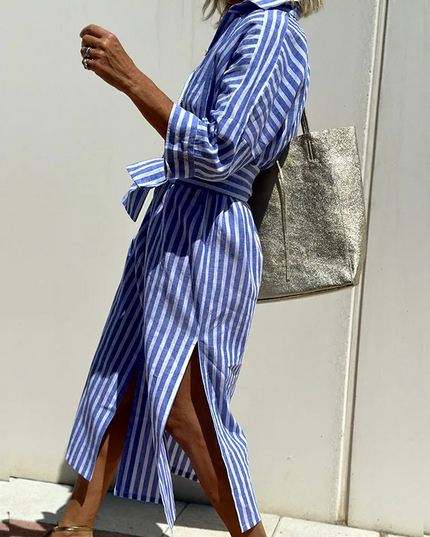 Karina™ | Elegant striped shirt dress Dresses