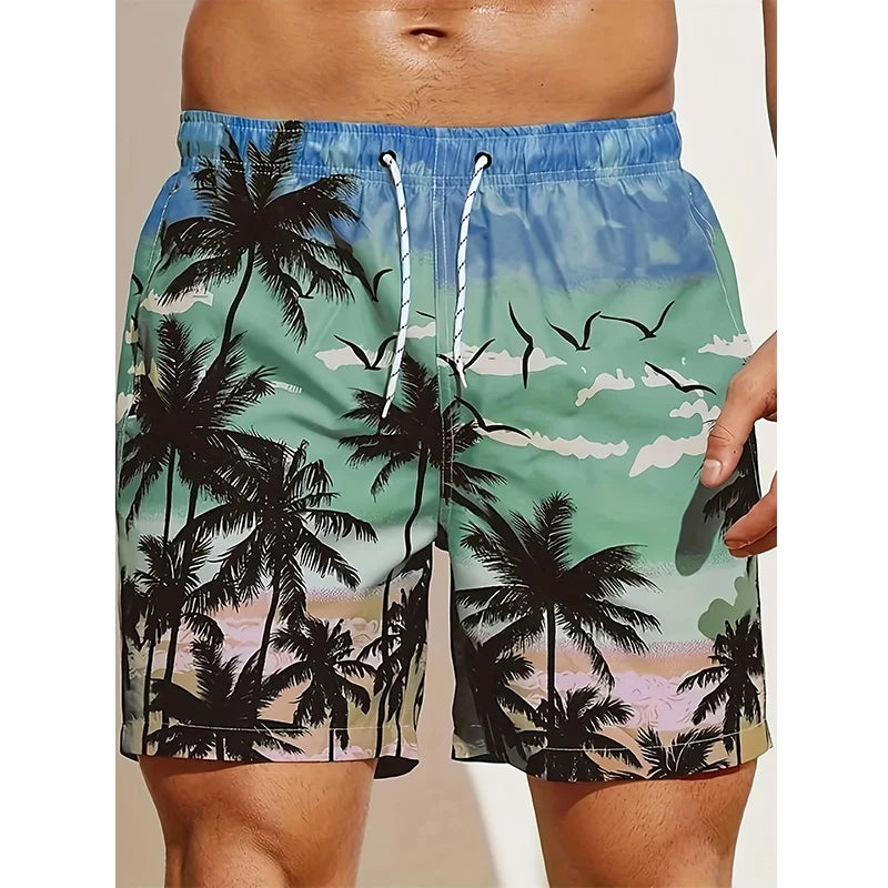 Men's 3D Coconut Tree Print Beach Shorts DK2024WF1546 Shorts
