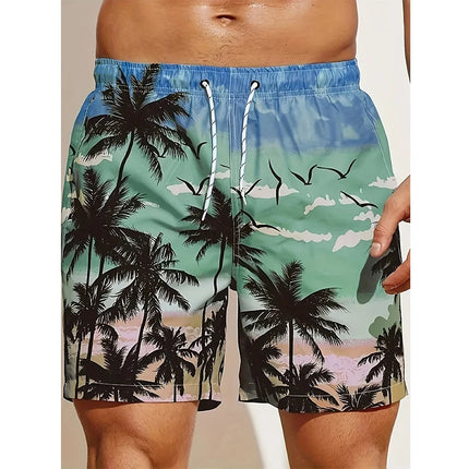 Men's 3D Coconut Tree Print Beach Shorts DK2024WF1546 Shorts