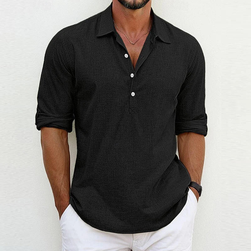 Colin™ | Summer Breeze Cotton Shirt Black