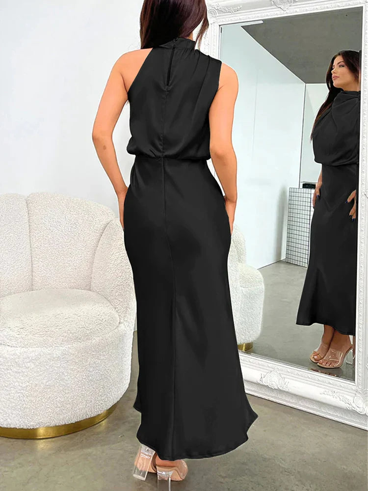 Imelda Satin Halter Evening Dress Dress