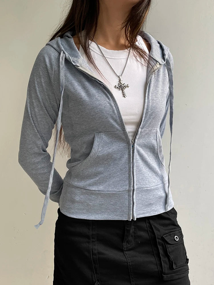 Women's Hoodie Tracksuit Sweatshirt - Casual Streetwear GRAY Women's Hoodie