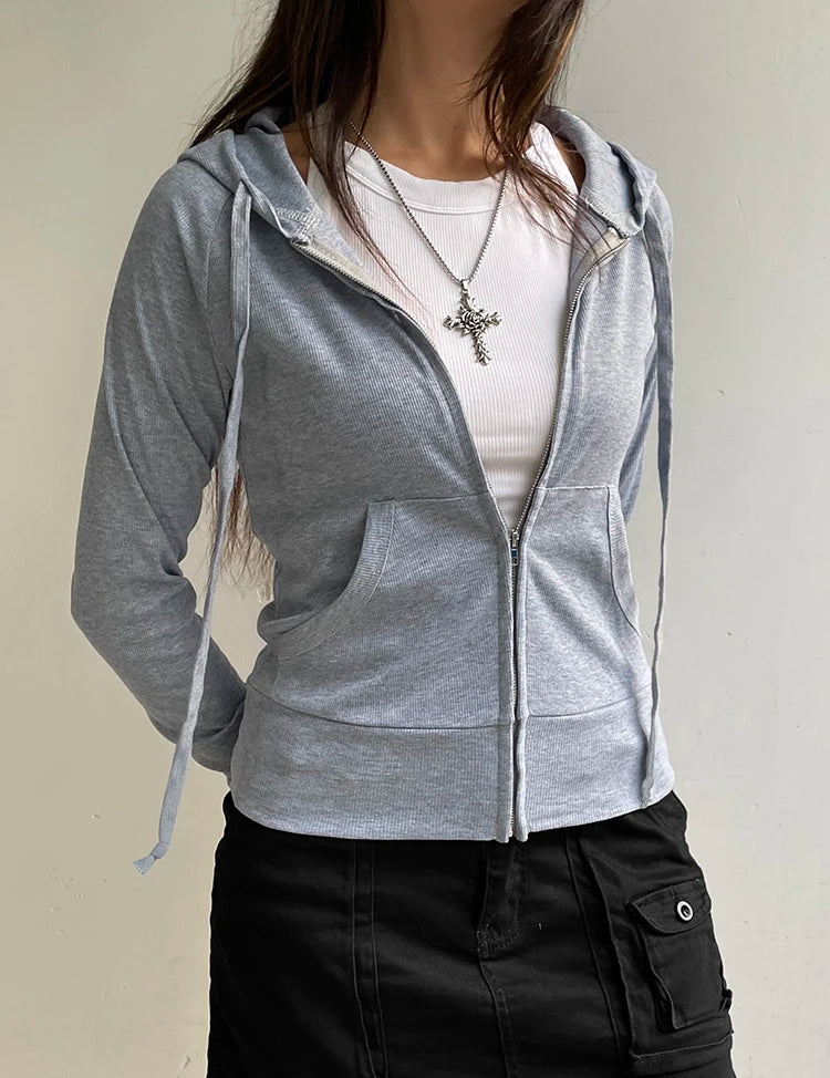 Women's Hoodie Tracksuit Sweatshirt - Casual Streetwear GRAY Women's Hoodie