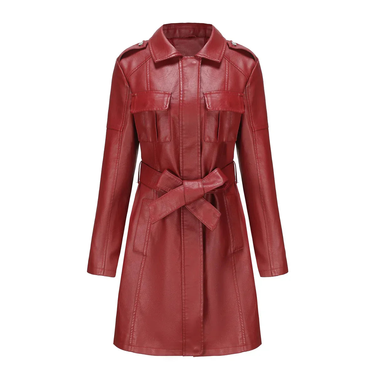 Mid length Leather Trench Coat Coats
